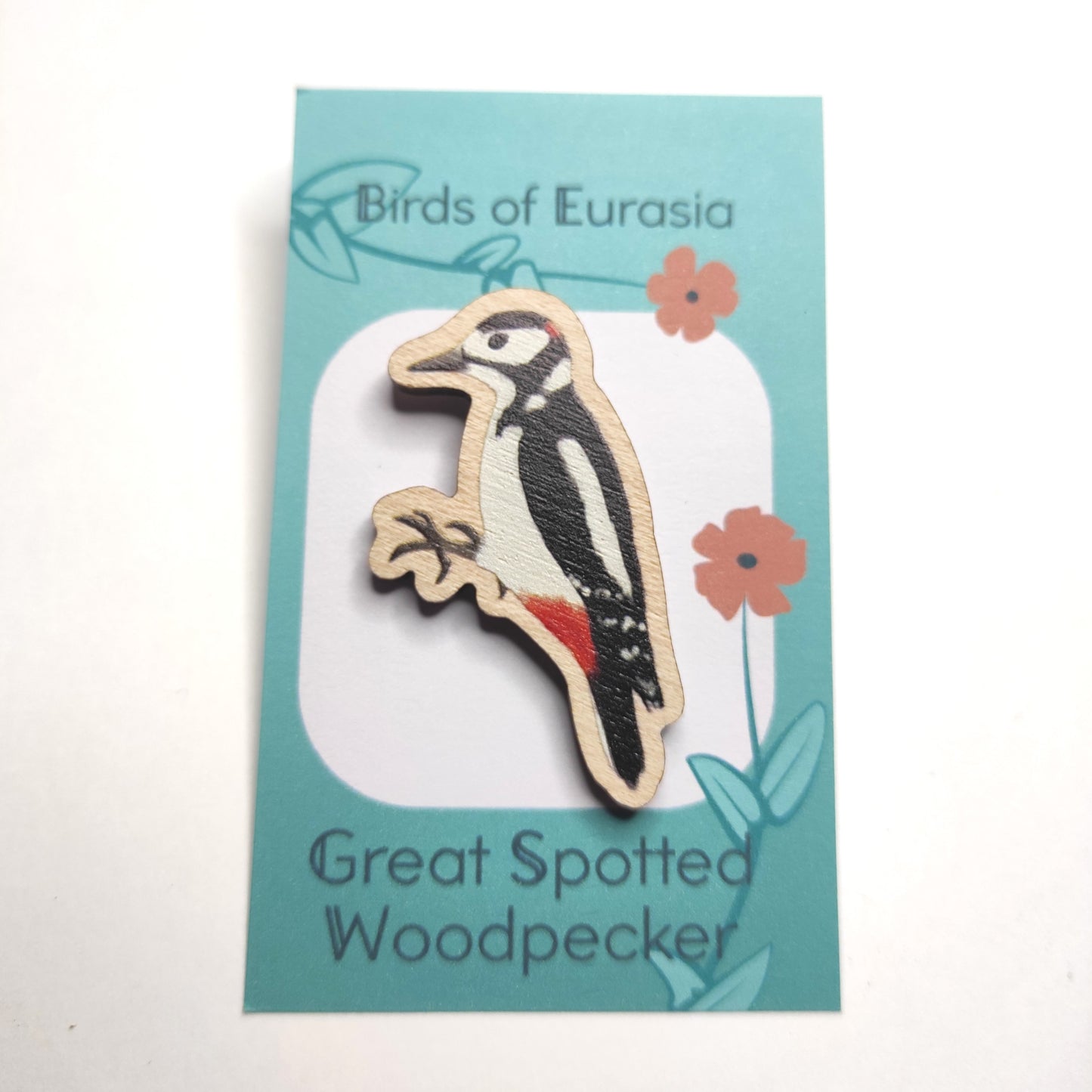 Eurasian Birds: Great Spotted Woodpecker - Wooden Pin