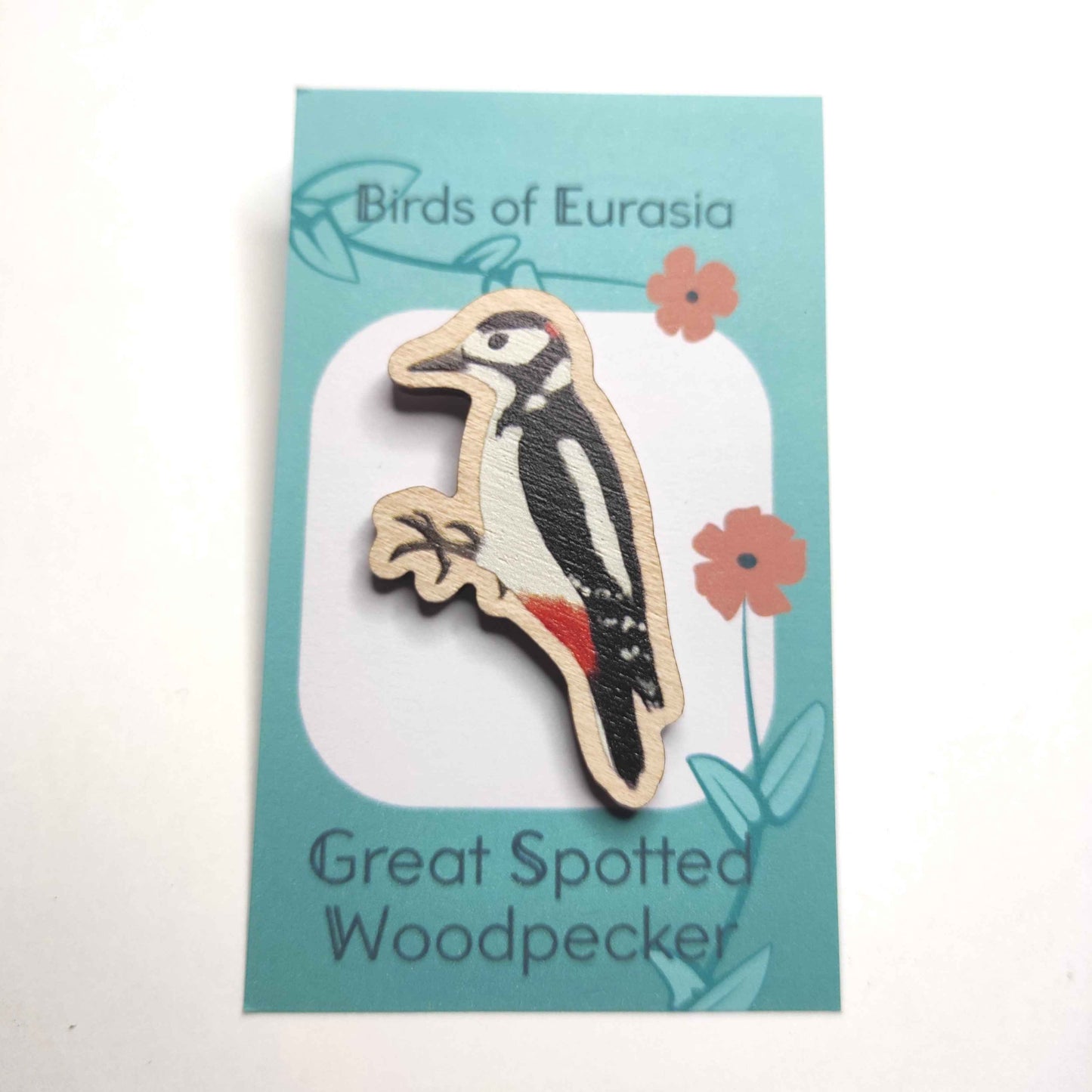 Eurasian Birds: Great Spotted Woodpecker - Wooden Pin