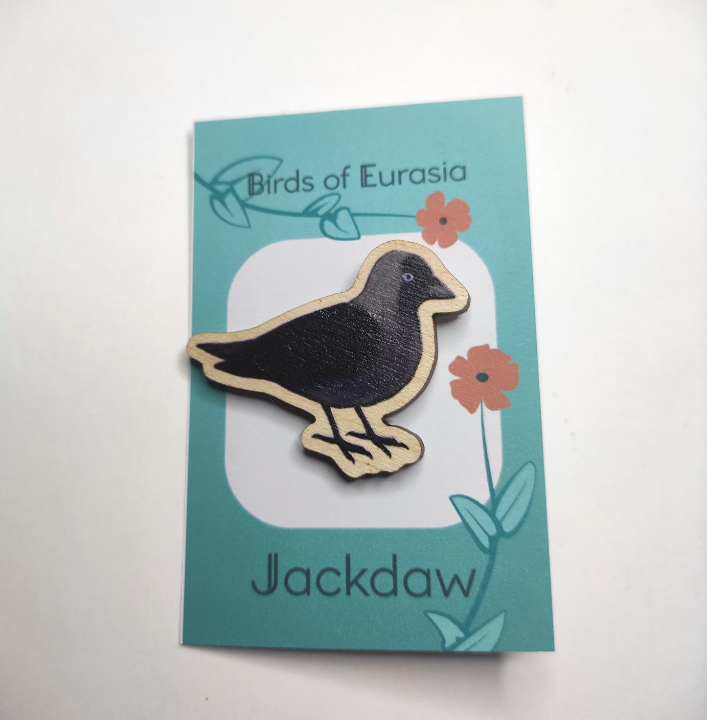 Eurasian Birds: Jackdaw - Wooden Pin