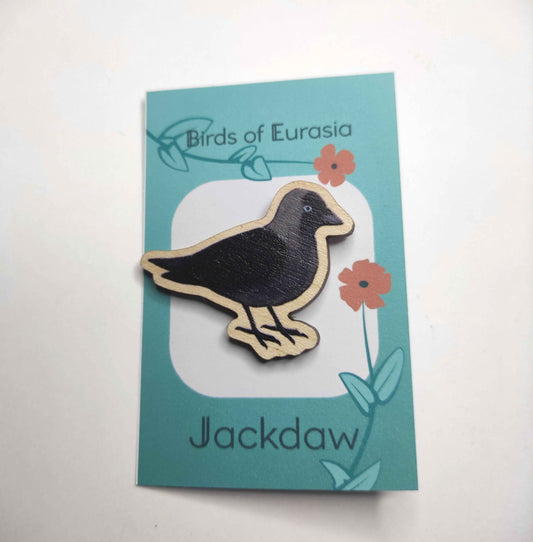 Eurasian Birds: Jackdaw - Wooden Pin