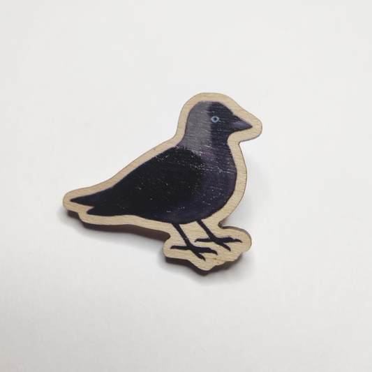 Eurasian Birds: Jackdaw - Wooden Pin