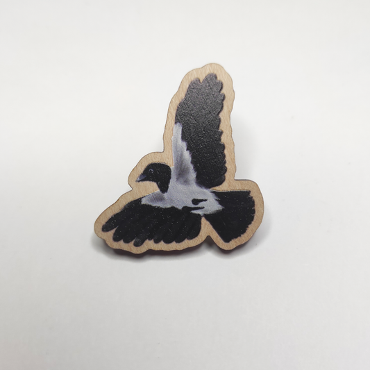 Eurasian Birds: Hooded Crow - Wooden Pin