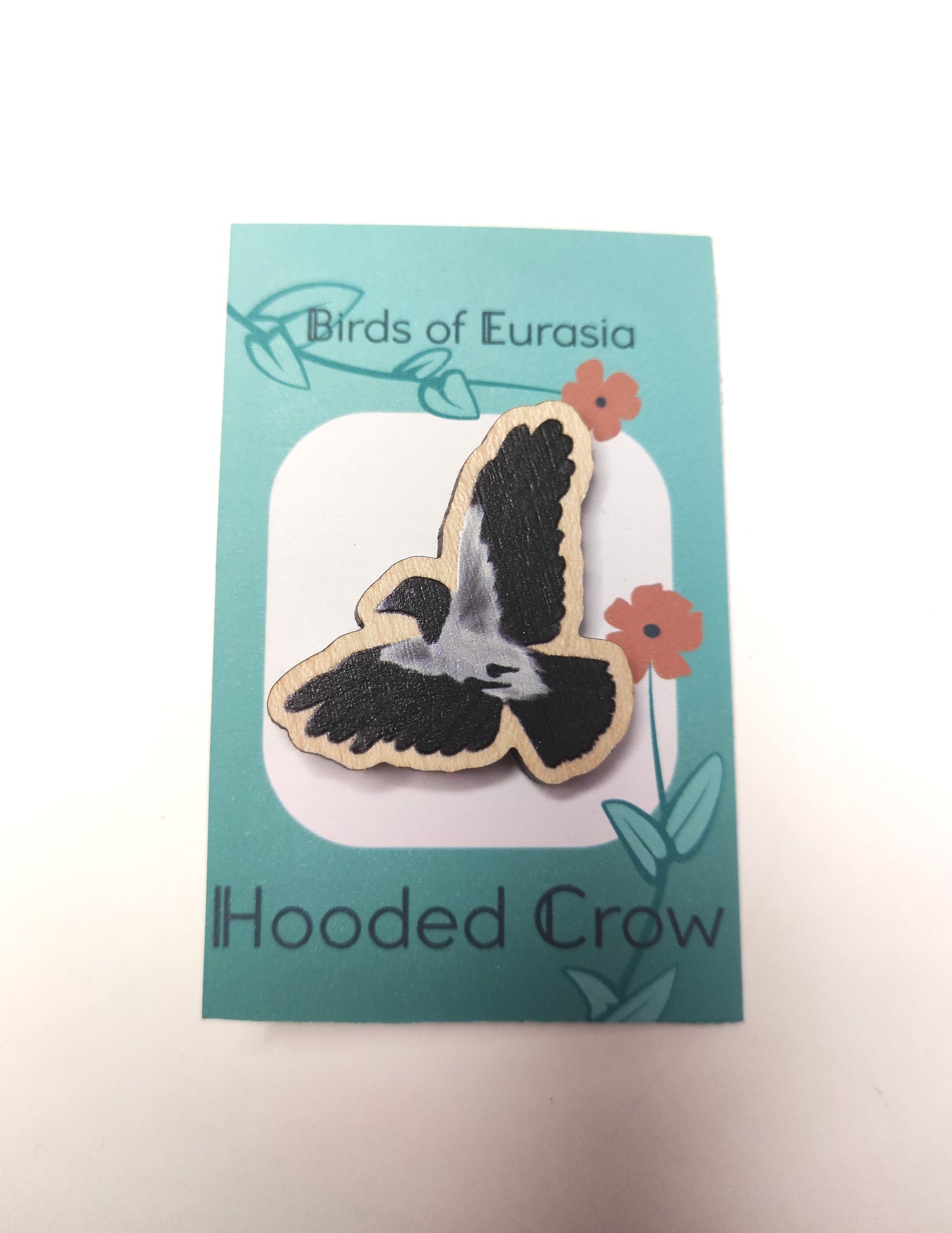 Eurasian Birds: Hooded Crow - Wooden Pin