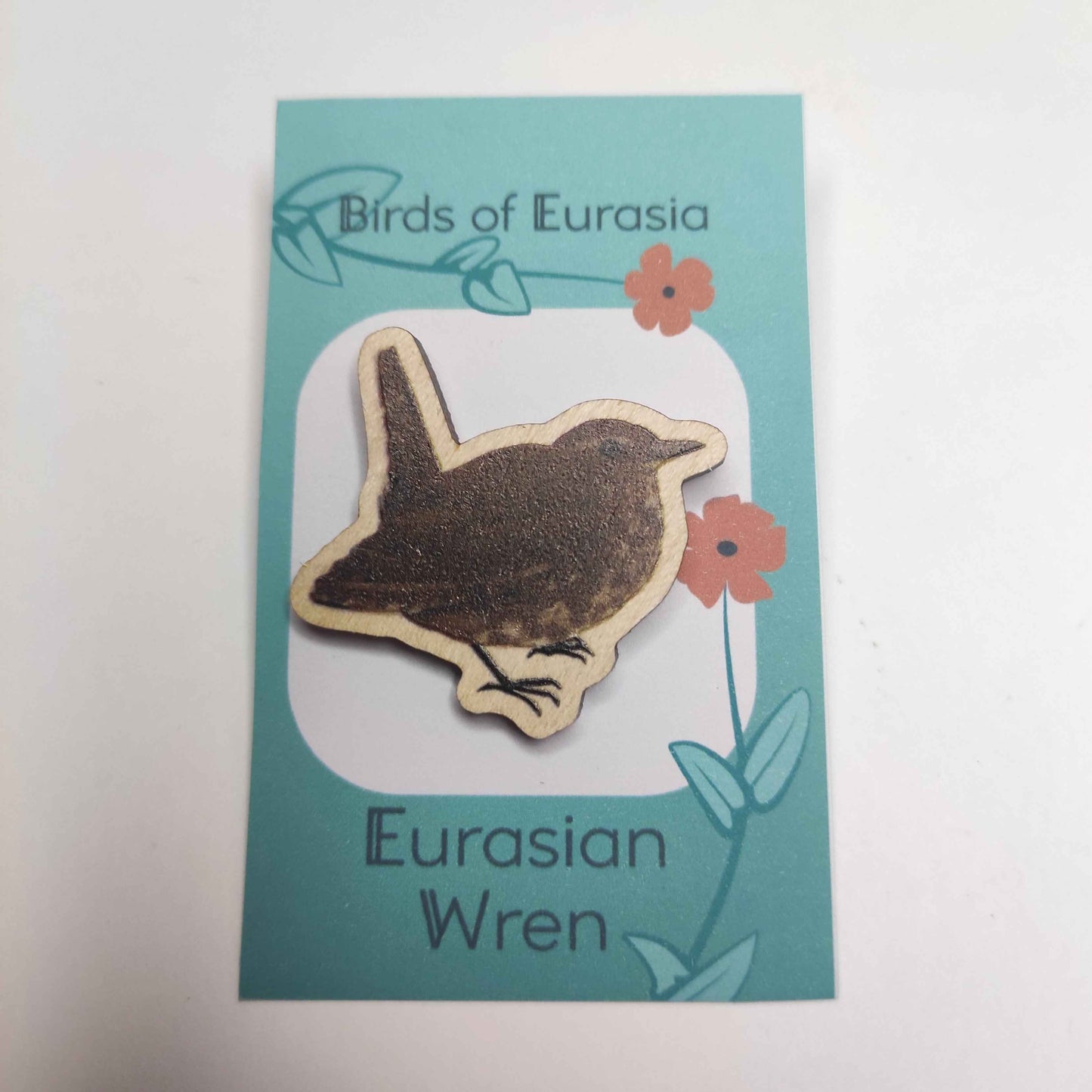 Eurasian Birds: Eurasian Wren - Wooden Pin