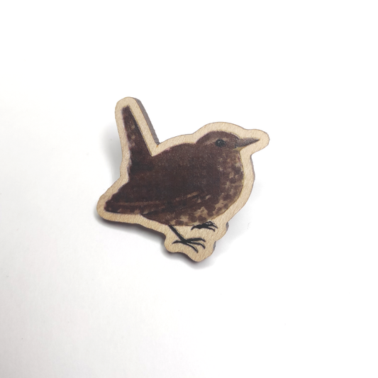Eurasian Birds: Eurasian Wren - Wooden Pin