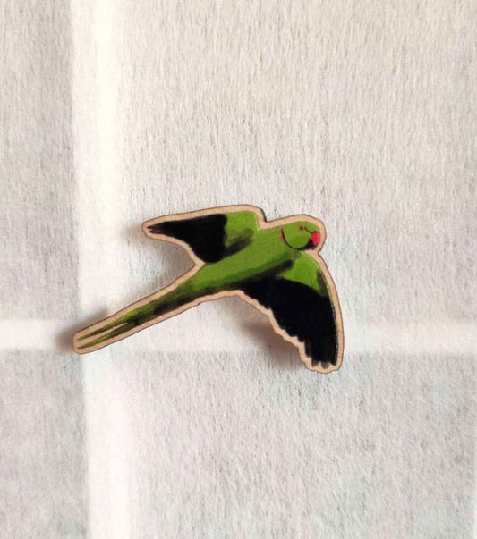 Eurasian Birds: Rose-ringed parakeet - Wooden Pin