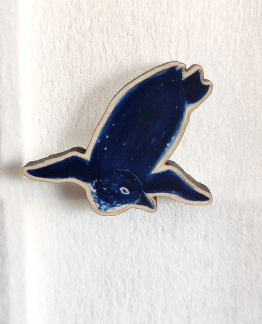 Oceanic Birds: Kororā - Wooden Pin - Wooden Pin Badges - Unleash The Merch!