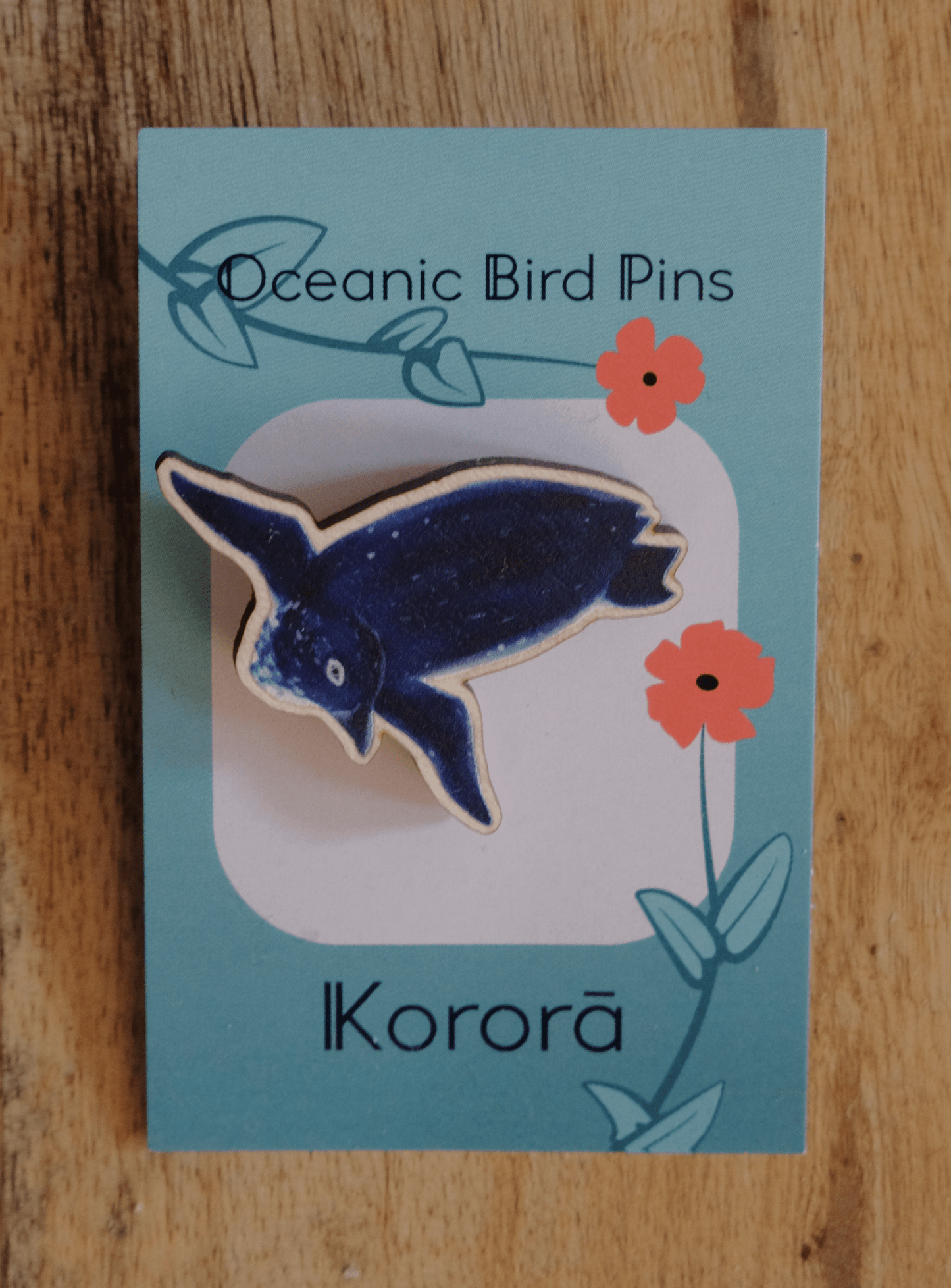 Oceanic Birds: Kororā - Wooden Pin - Wooden Pin Badges - Unleash The Merch!
