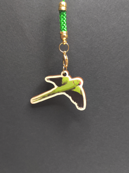 Eurasian Birds: Rose-ringed Parakeet - Wooden Charm