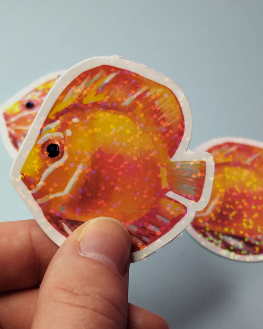 Man, I Love Fish: Orange Diskus - Sticker