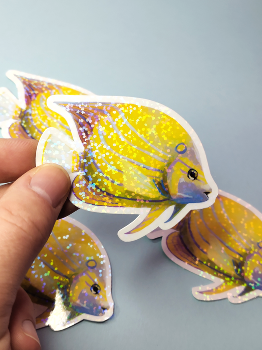 Man, I Love Fish: Yellow Diskus - Sticker