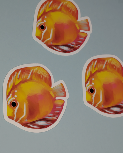 Man, I Love Fish: Orange Diskus - Sticker