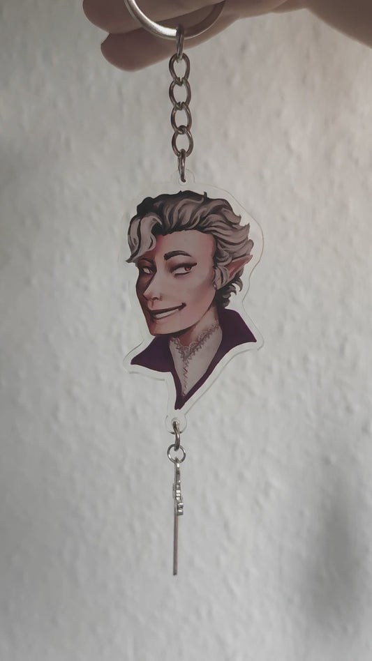 Baldur's Gate 3: Astarion - double sided acrylic keychain with extra pendant