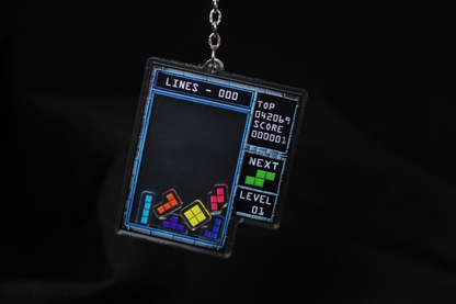 Tetris Shaker Charm - single-sided acrylic keychain with Tetrominos inside