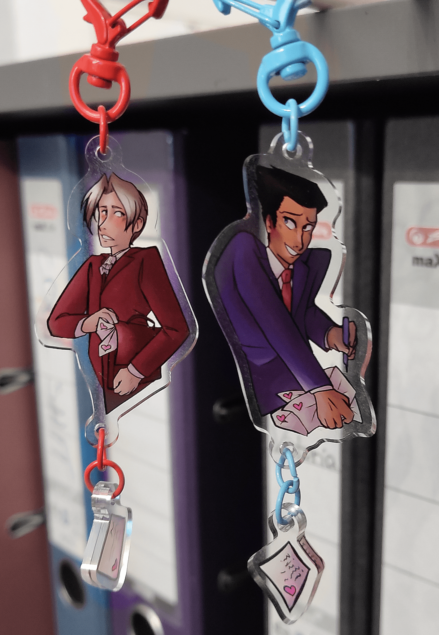 Ace Attorney(Wrightworth/Narumitsu): Love Letters - Double sided acrylic keychain - Acrylic Charm - Unleash The Merch!