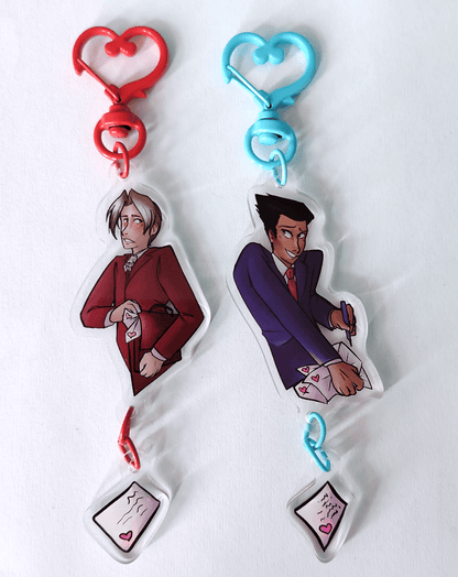 Ace Attorney(Wrightworth/Narumitsu): Love Letters - Double sided acrylic keychain - Acrylic Charm - Unleash The Merch!