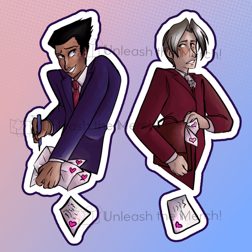 Ace Attorney(Wrightworth/Narumitsu): Love Letters - Double sided acrylic keychain - Acrylic Charm - Unleash The Merch!