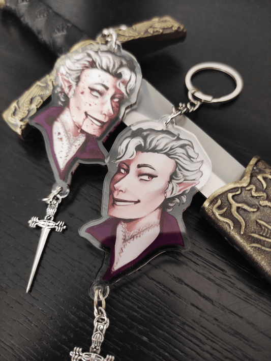 Baldur's Gate 3: Astarion - double sided acrylic keychain with extra pendant - Acrylic Charm - Unleash The Merch!