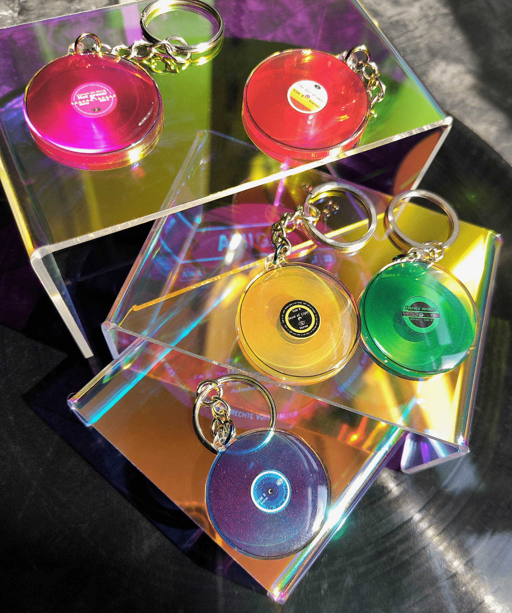 Colored Vinyls: Not green! - double sided acrylic keychain - Acrylic Charm - Unleash The Merch!