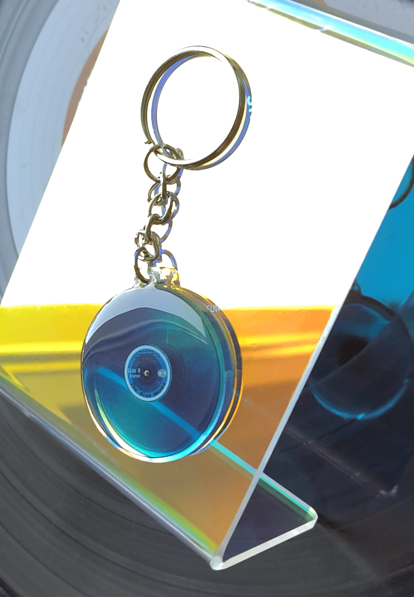 Colored Vinyls: The Blue Waves - double sided acrylic keychain - Acrylic Charm - Unleash The Merch!