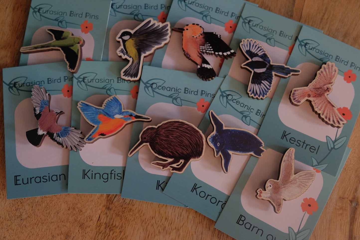 Eurasian Birds: Magpie - Wooden Pin - Wooden Pin Badges - Unleash The Merch!